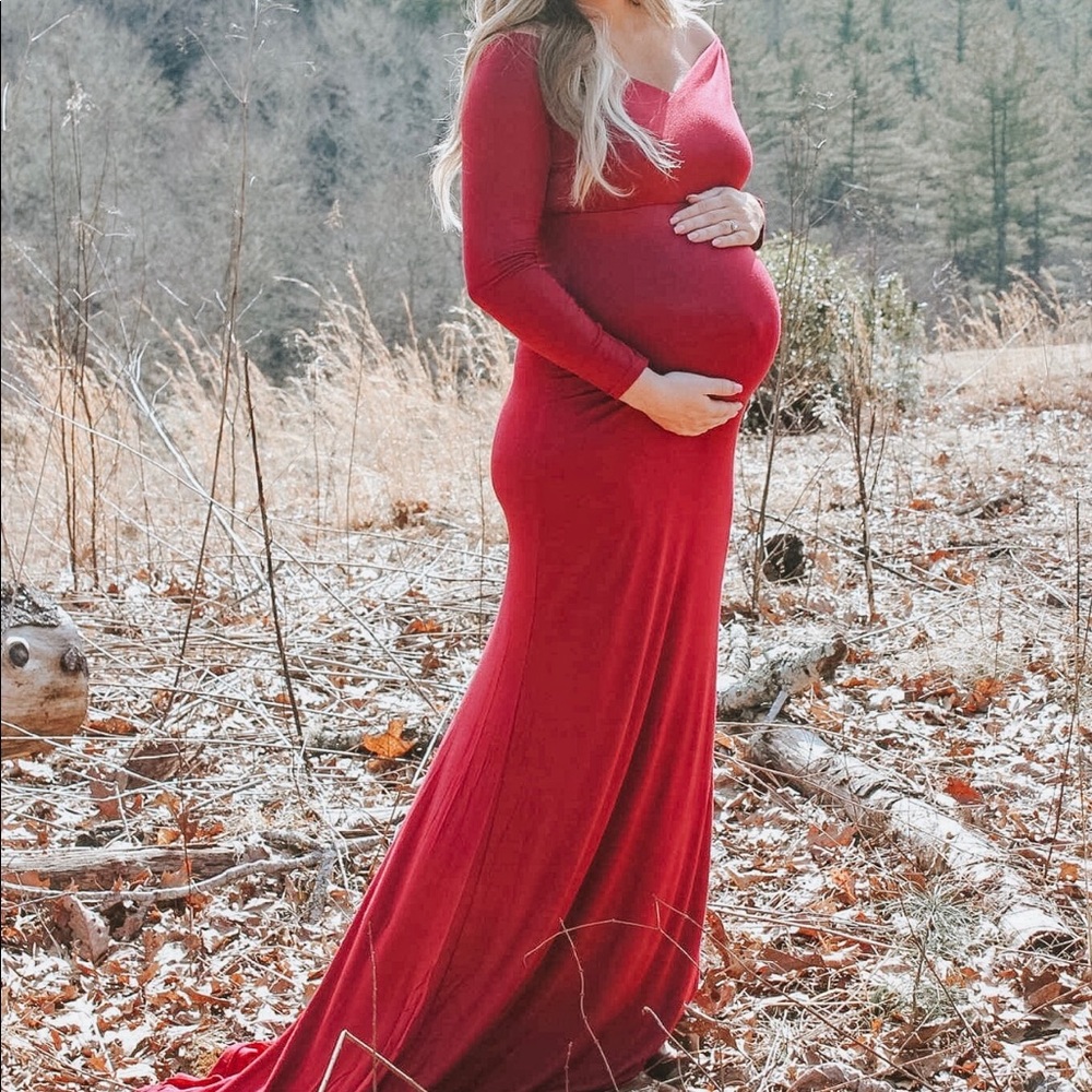 Maternity Open Shoulder Maxi Dress